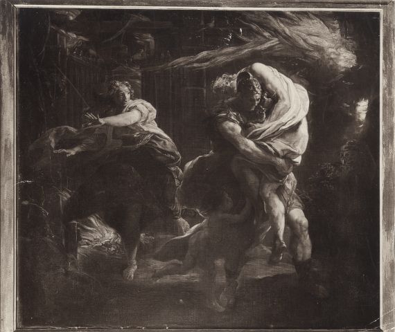 Anonimo — Batoni Pompeo Girolamo - sec. XVIII - Enea e Anchise in fuga da Troia in fiamme — insieme